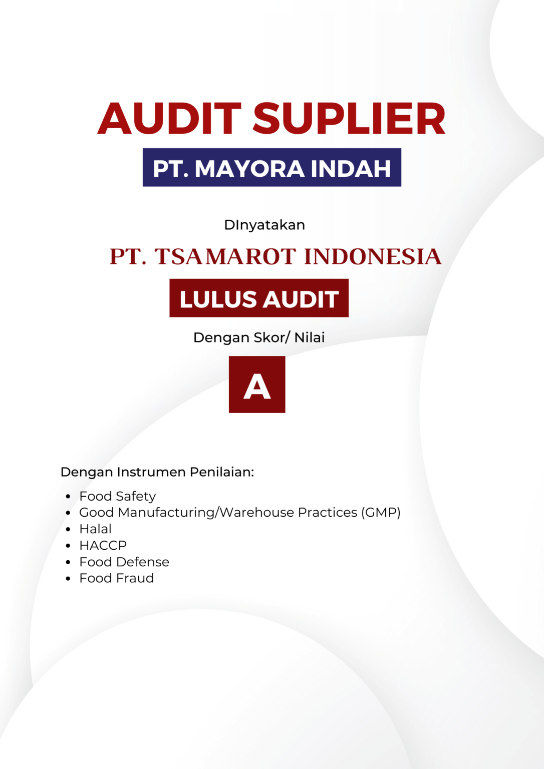 Audit PT. Mayora Indah