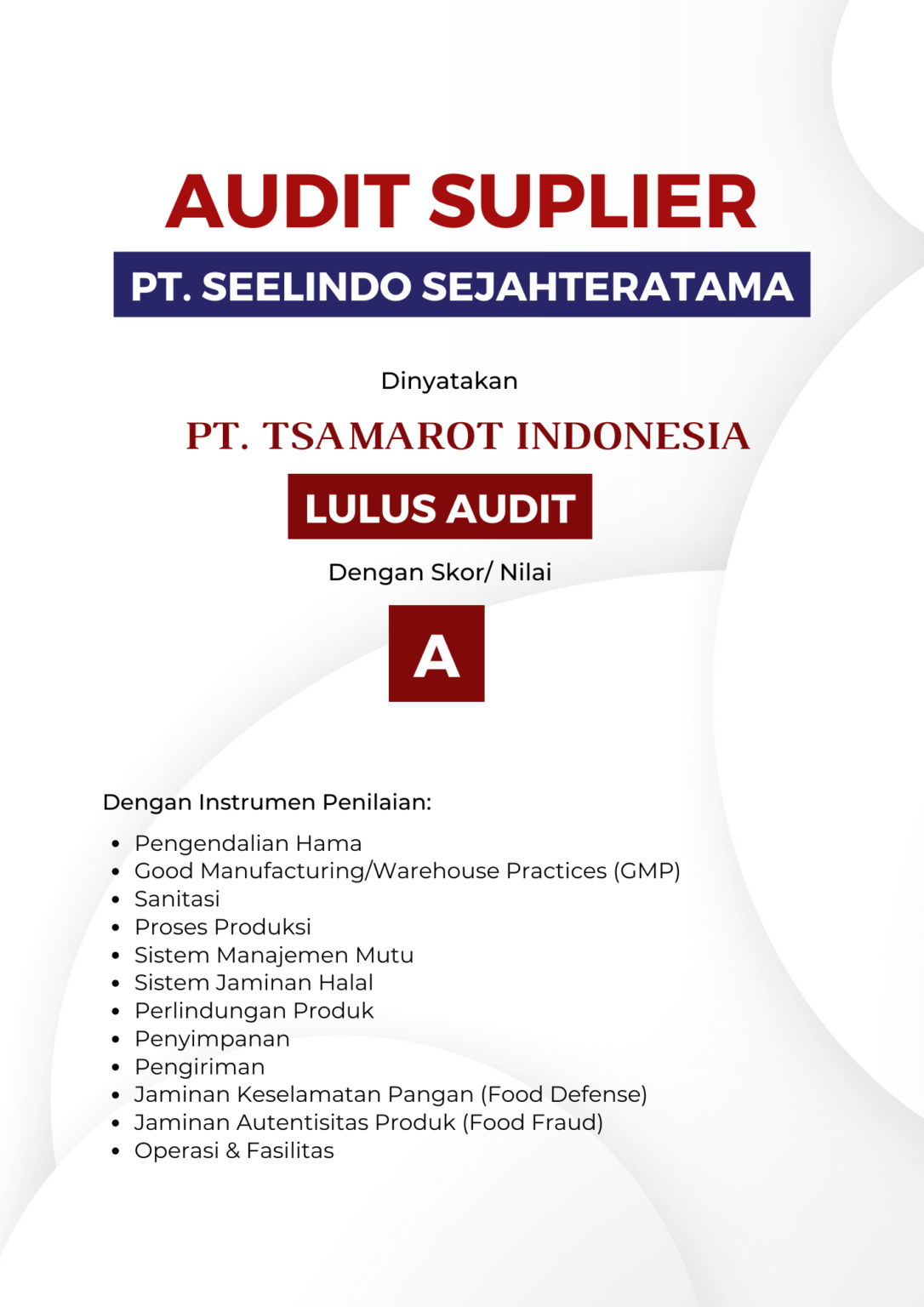Audit PT. Seelindo Sejahteratama