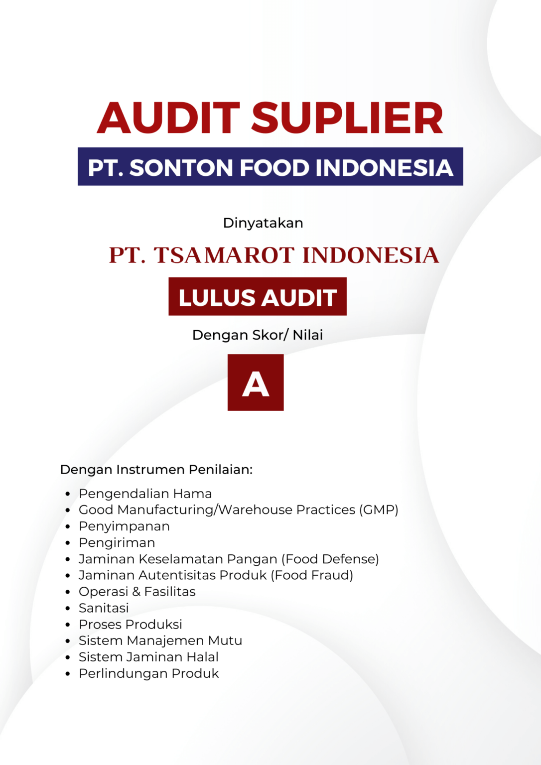Audit PT. Sonton Food Indonesia