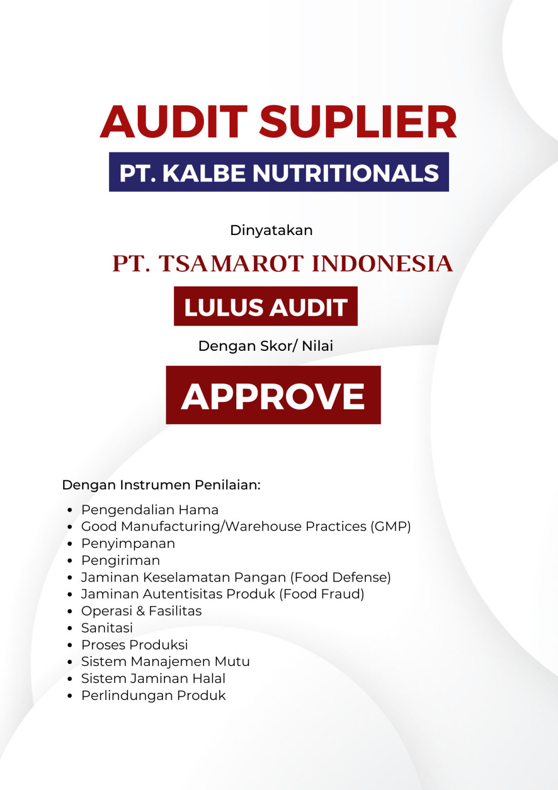 Audit PT. Kalbe Nutritionals